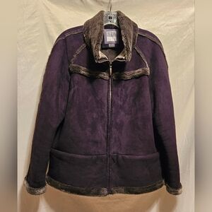 Bill Blass Sport Vintage Faux Suede/Fur Coat. Women's Size L, Brown, Collared.